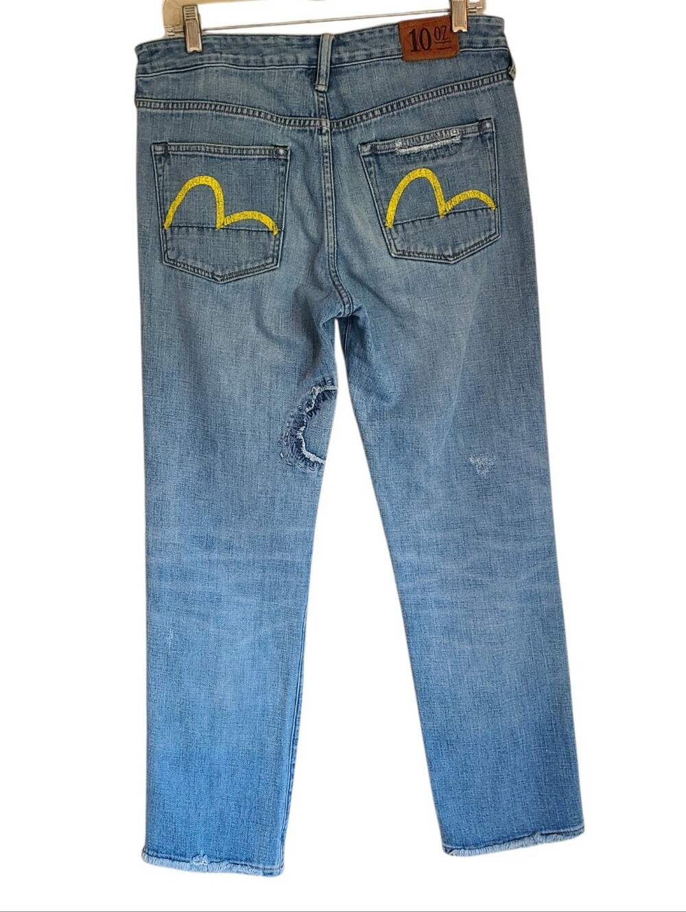 RARE evisu heritage "custom made" distressed gold selvedge jeans size 26
